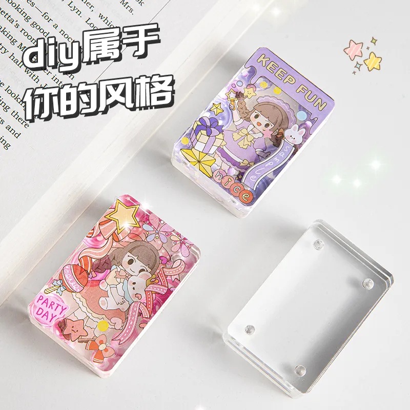 Xiaohongshu Style Magnetic Acrylic Mini Card Block Gukka Small Card Block Cartoon Student Planner One Inch Photo