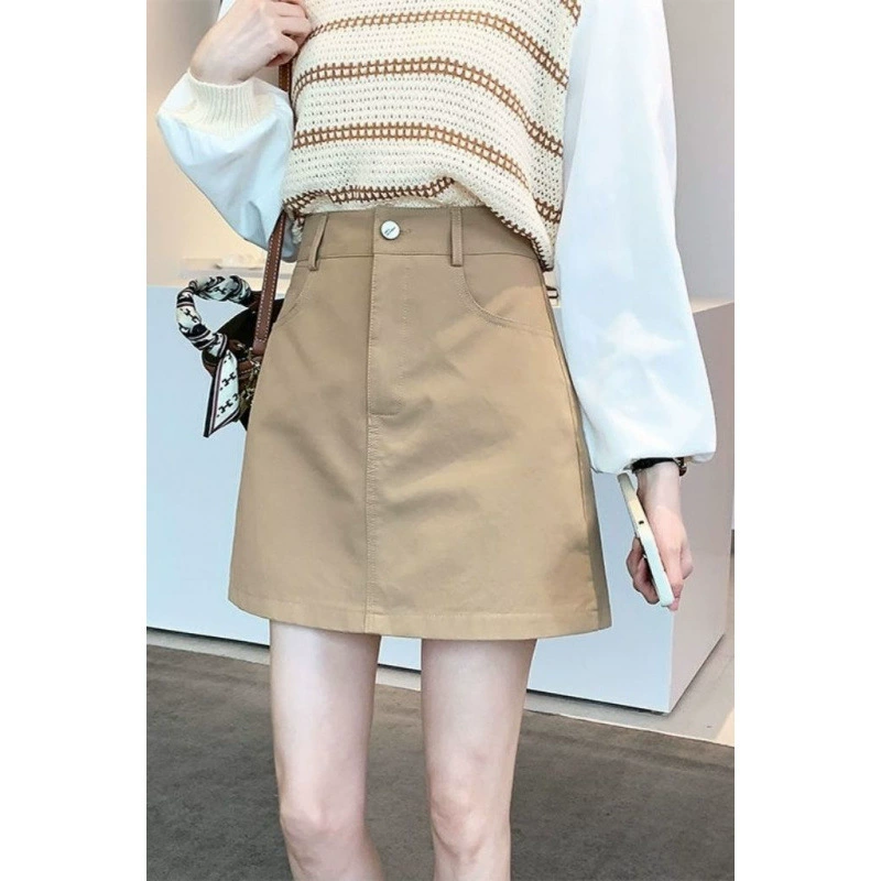 Рабочая одежда в гонконгском стиле, короткая юбка для женщин, весна и лето 2025, новая юбка трапециевидной формы с высокой талией, утягивающая дизайн, нишевая облегающая юбка