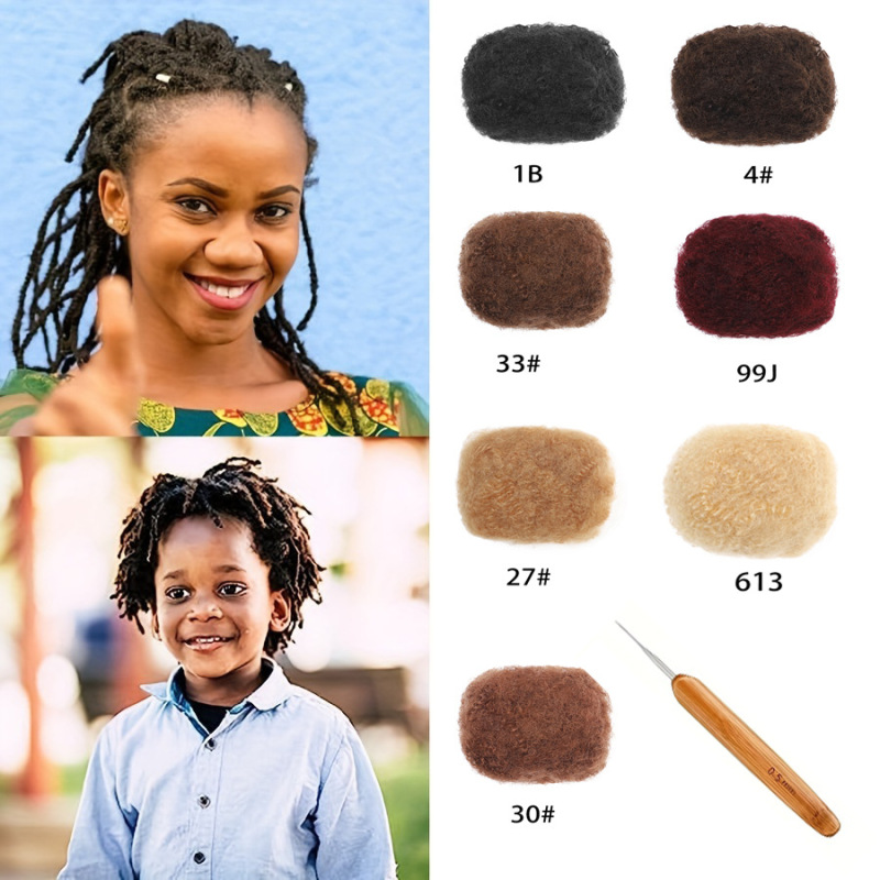 8inch Fluffy Silk Hair Pack African Reggae Dirty Braids Afro Kinky Bulk Dreadlock Real Human Hair