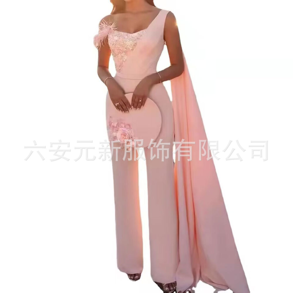 Europa y América del comercio exterior AliExpress nuevo vestido rosa de las señoras elegantes pantalones sexy vestido image 5
