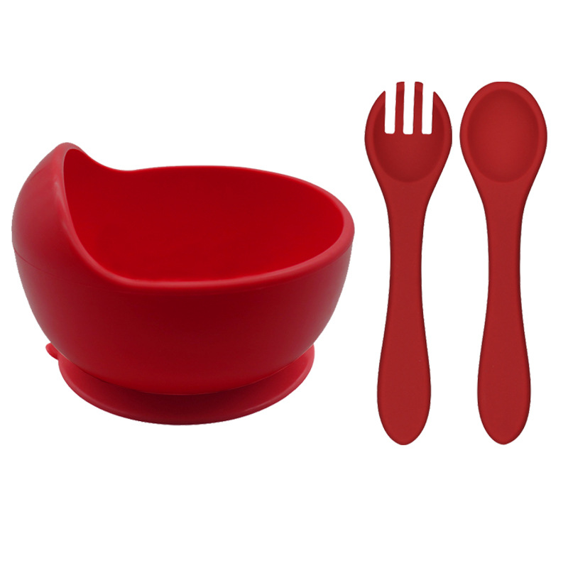 포크, 스푼, 그릇 3종 세트-레드
