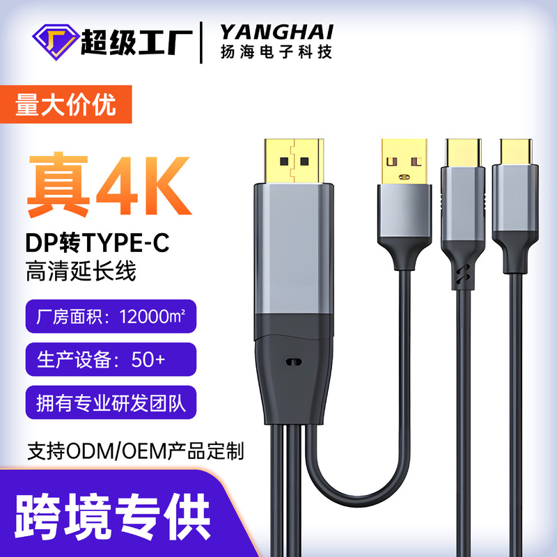 Dp to Type-C Signal Reversing Cable USB with Power Supply 8K 60Hz Computer Projection Screen Conversion Cable Cross-Border Clearance Sale