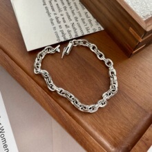 s925纯银重工方块雕刻手链 复古潮酷时尚情侣款复古泰银首饰批发