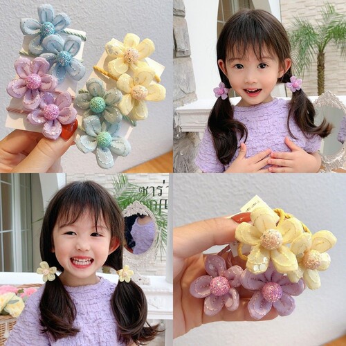 Children's headband female Korean princess cute fabric small flower hair rope does not hurt hair tied hair rubber band hair band hair accessories