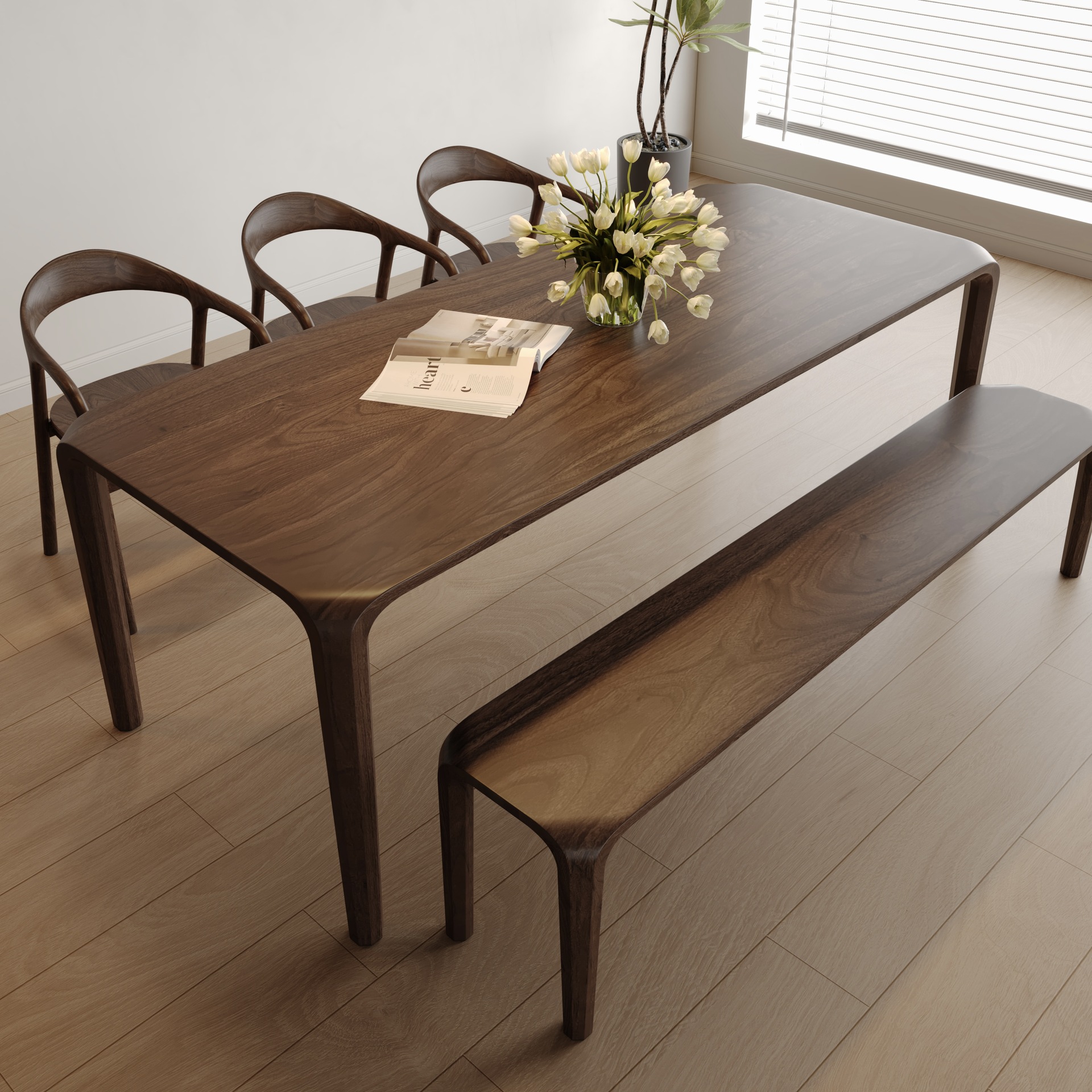 North American Black Walnut Dining Table Rectangular Light Luxury Simple Modern Household All Solid Wood Dining Table Log Desk Furniture