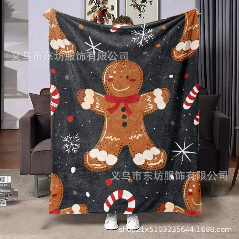 Рождественский пряничный человек праздничный подарок удобный фланелевый одеяло подходит для всех сезонов