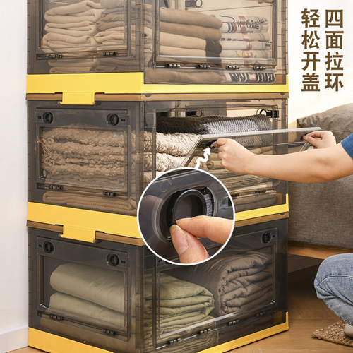 Five-Door Folding Book Storage Box, Student Classroom Use Transparent Box with Mobility Storage Box, Storage Box