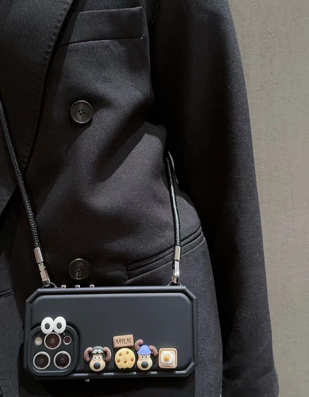 Galleta de perrito tridimensional negra diagonal de cuero eq