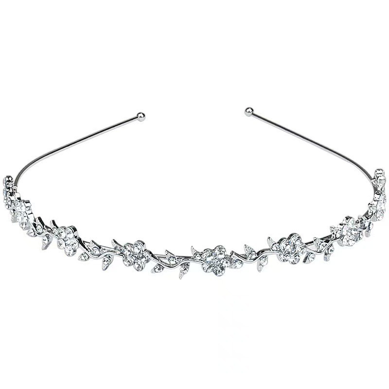 Floral Bridal Rhinestone Headband, Sparking Crystal Hair Accessory_voghion.com