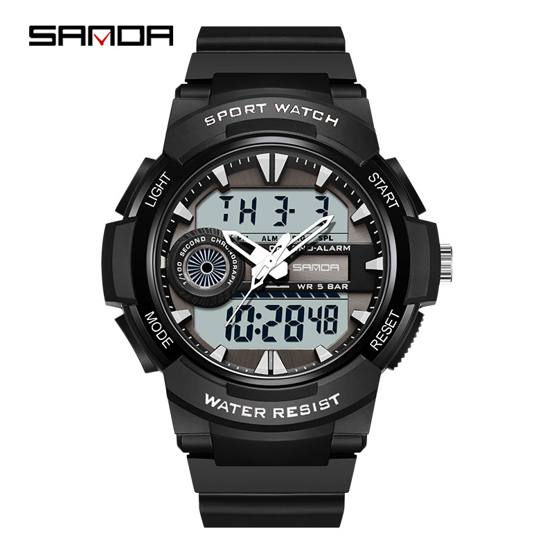 Sanda reloj nuevo 6082 reloj de moda Corea del Sur casual simple reloj deportivo multifuncional reloj electrónico