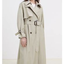 高货长款风衣外套女2024春夏英伦风双排扣TR斜纹面料trench coat