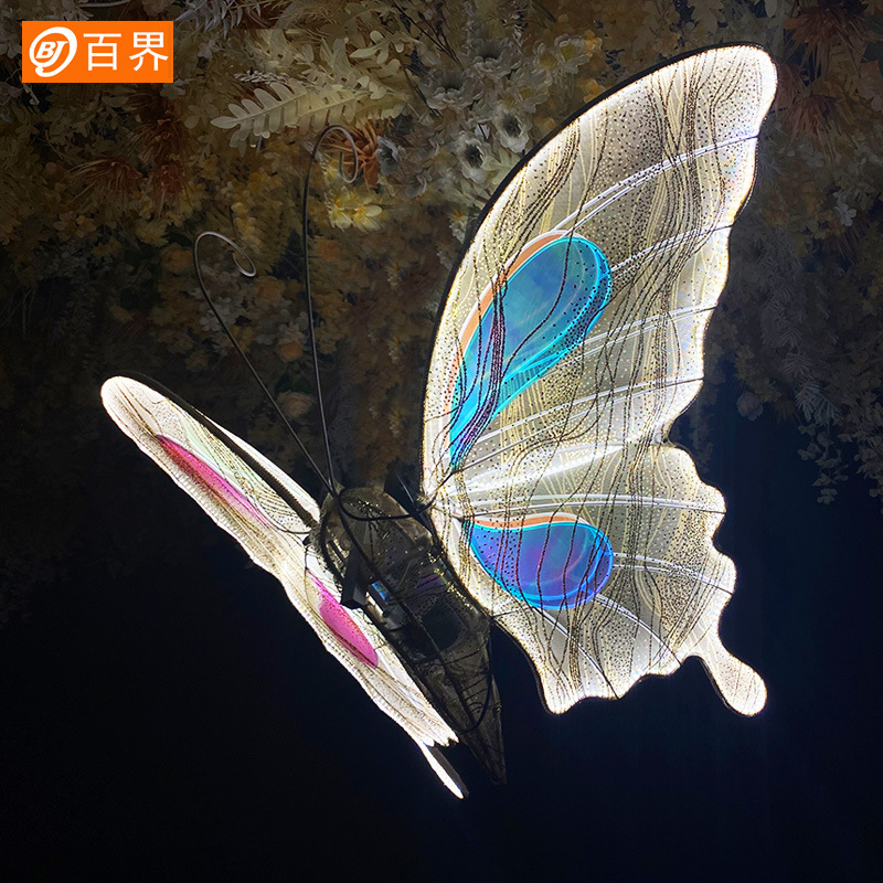 百界婚庆道具铁艺电动发光蝴蝶婚礼吊顶装饰t台路引舞台布置摆件