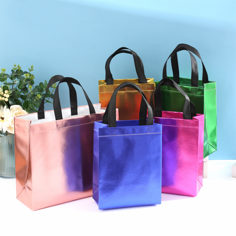En stock nueva bolsa de regalo no tejida láser bolsa de regalo de boda bolsa de fiesta de comercio exterior logotipo imprimible