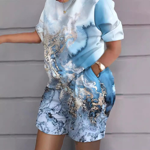 3D Digital Color Printing Women's Clothing Set with 2 Pieces, Surrounding the Independent Station Sports Apparel
