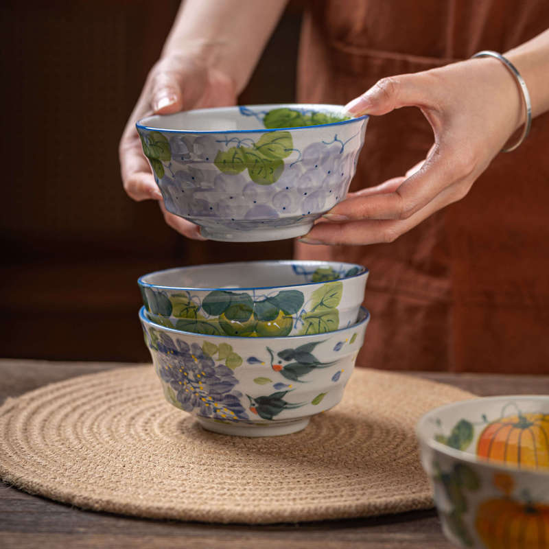 Jingdezhen Ceramic Hand-Painted Vintage-Style Creative Home and Commercial Use Bowl, Salad Bowl, Underglaze Color 5inch Bamboo Knot Bowl Jingdezhen Ceramic Hand-Painted Vintage-Style Creative Home and Commercial Use Bowl, Salad Bowl, Underglaze Color 5inch Bamboo Knot Bowl