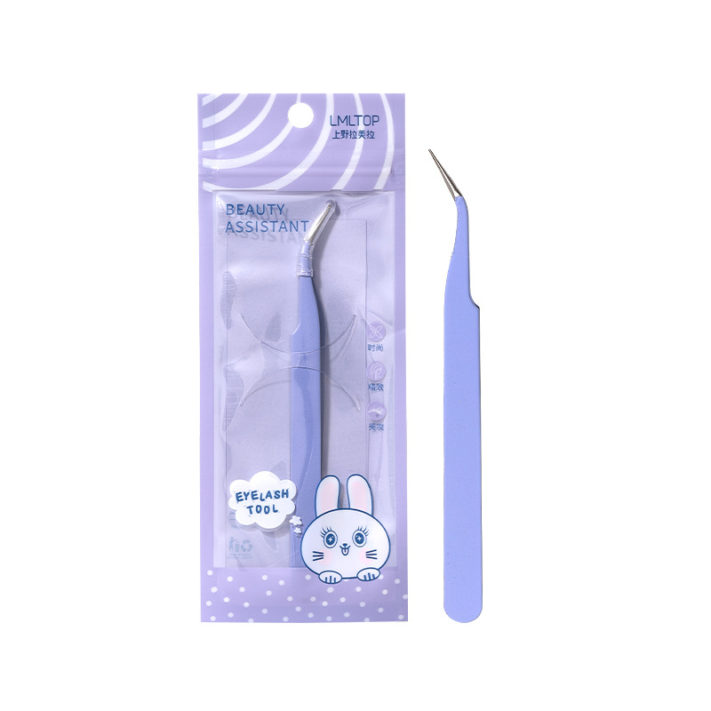 LMLTOP pinza de pluma de oro punta pinza de codo de acero inoxidable pinza auxiliar de pestañas falsas pinza SY574