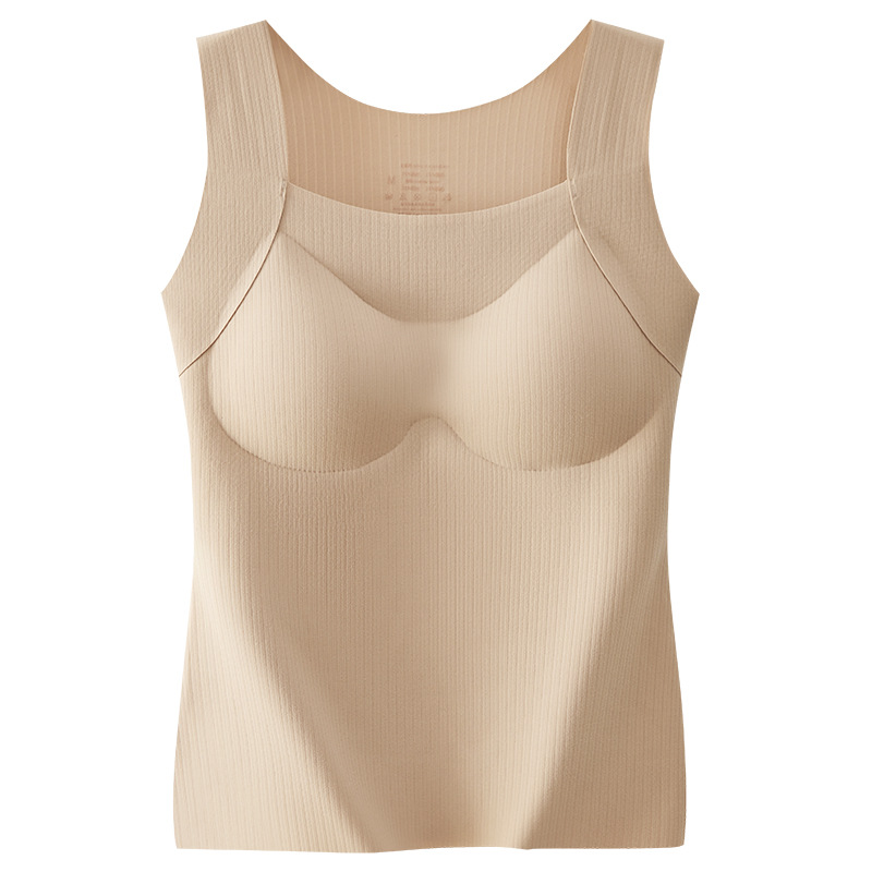 Chaleco de calor para mujeres con almohadilla de pecho se puede usar fuera de otoño y invierno en una base sin marcas de hombros anchos con chaleco de calor delgado