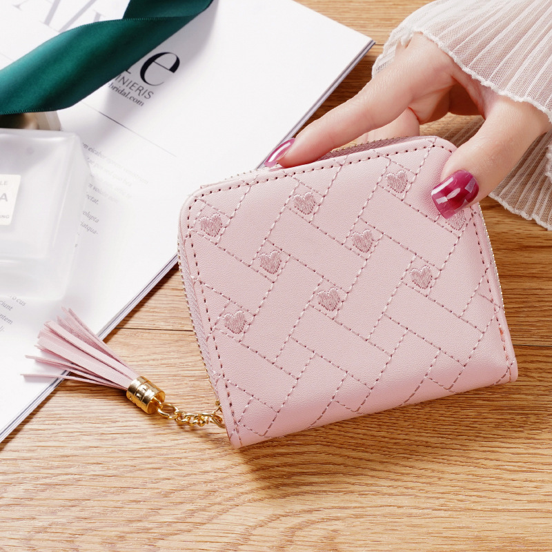工場直販ミニ財布レディースバッグショートジッパーショートかわいい小銭入れ学生刺繍財布女性|undefined