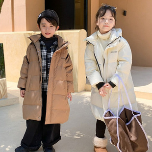 Children's Down Jacket Long Thickened Girls' Boys' 2024 New White Duck Down Jacket