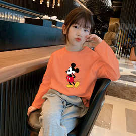 H2013#女童t恤春秋2025新款儿童洋气秋季长袖上衣秋装纯棉T打底衫
