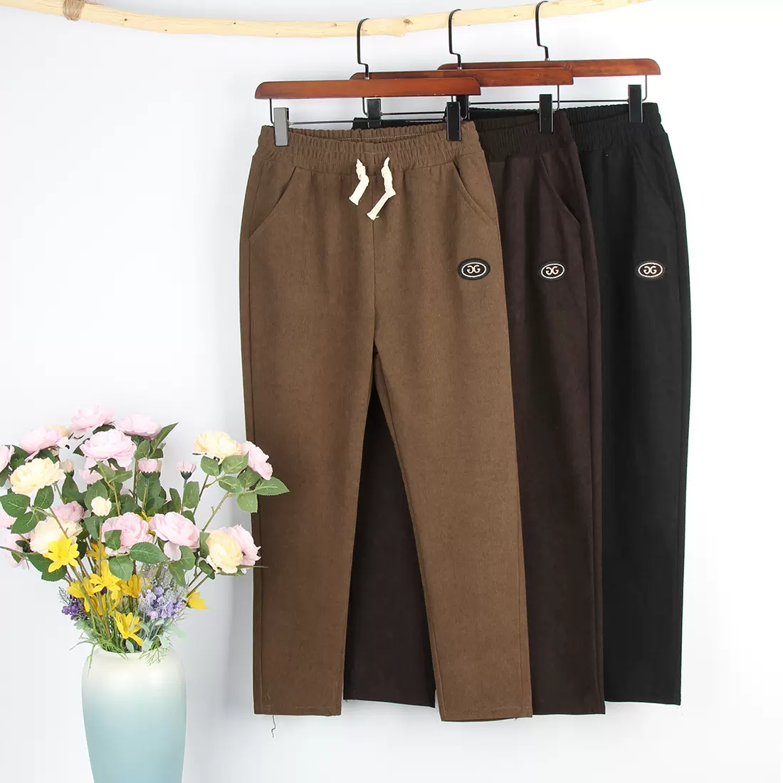 秋大板中老年裤子女妈妈裤子烟管裤女灯芯绒直筒裤女休闲女裤流行