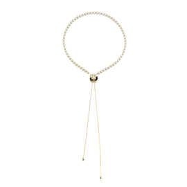 2024新款山茶花镶珍珠流苏项链女潮轻奢高级感吊坠抽拉锁骨链配饰