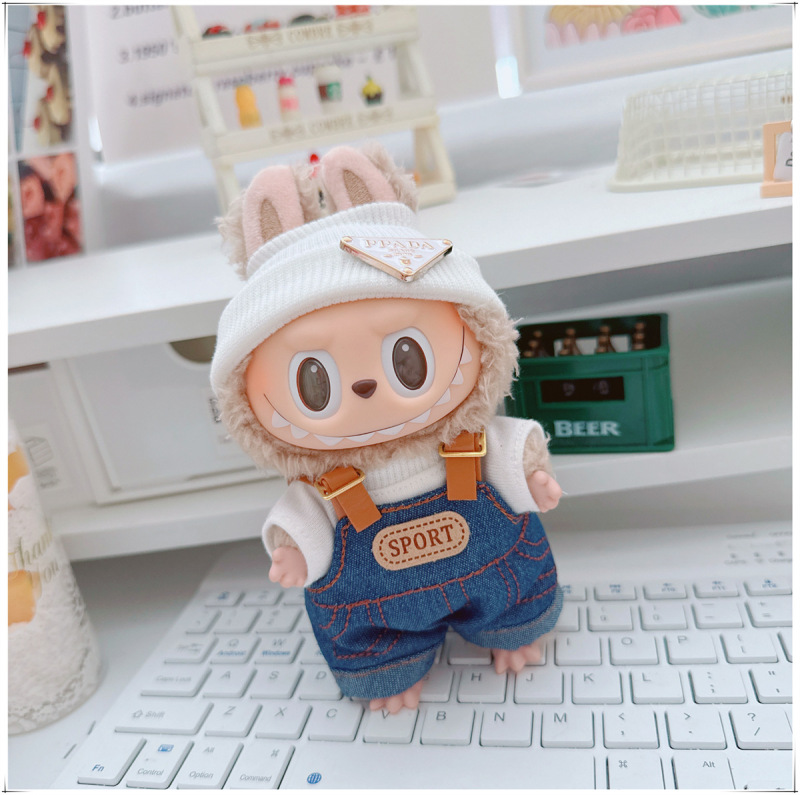 17cm布の布のlabubuの子供服のdimooのゴムの子供服のluluのブタの子供の3歳のtシャツの花のバックのズボン|undefined