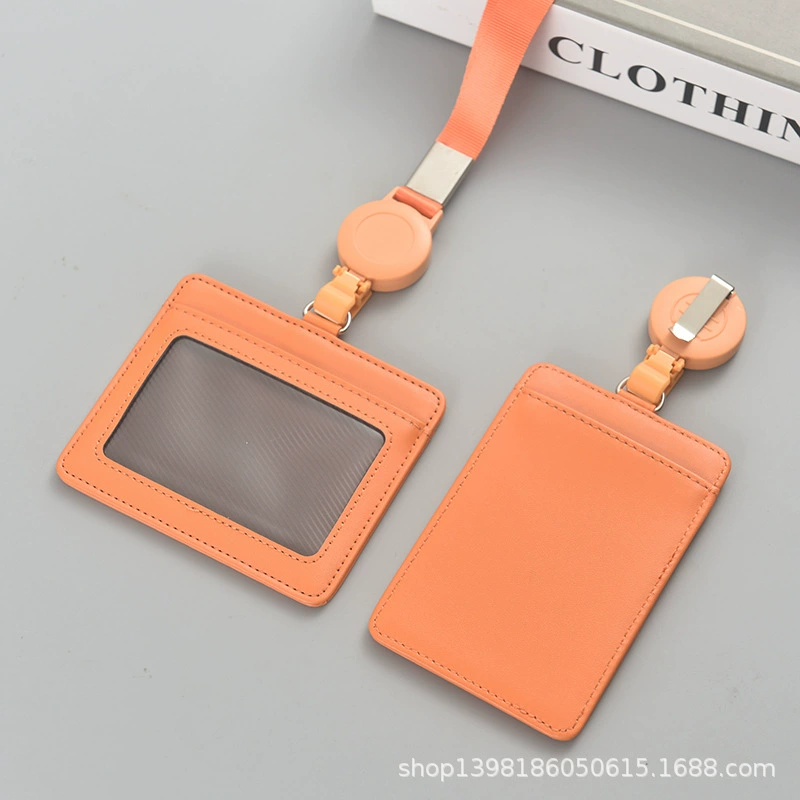 retractable factory brand identity protection cover work ID card holder with lanyard employee badge student ID card ID card