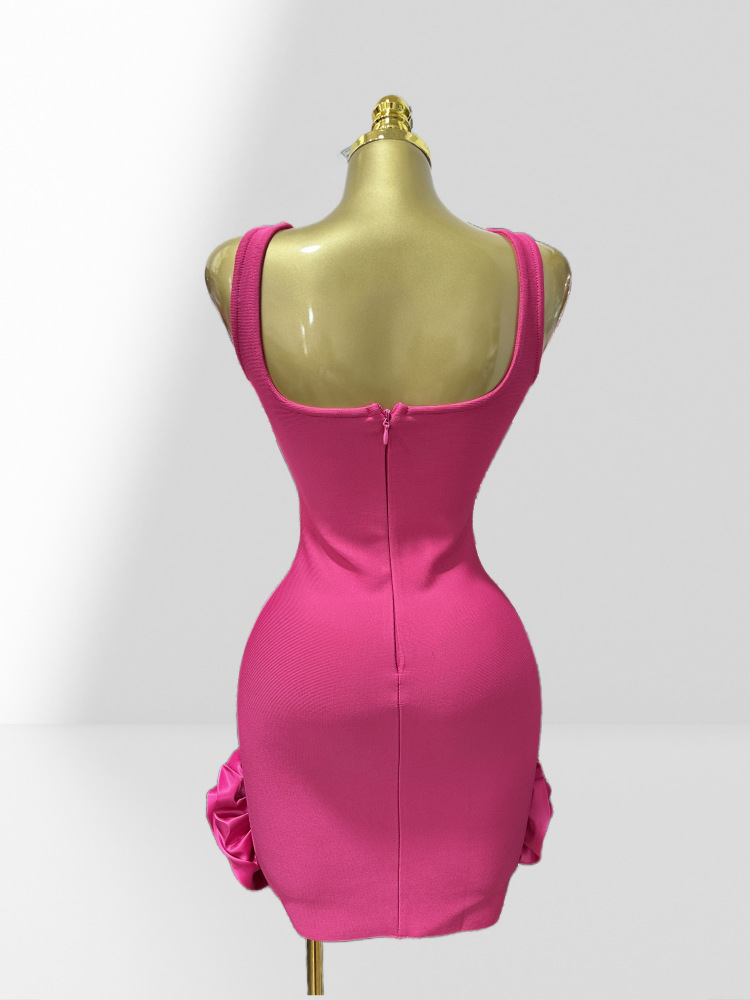 Women's Clothing Luxury Sleeveless Bandage Dress Rhinestone Embellished Tulip Shaped Skirt Bodycon Style Party Women's Clothing_ecoleips.com