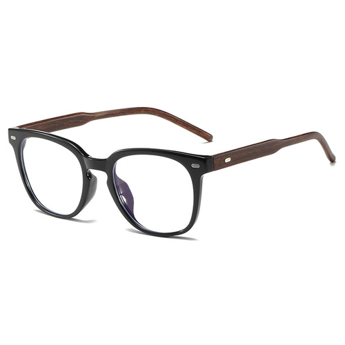 New men's TR90 glasses, anti-blue light wood grain glasses frame, high-end, fashionable and versatile, literary retro glasses frame for women