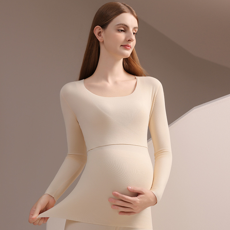 孕妇德绒秋衣秋裤保暖套装秋冬产后哺乳月子服睡衣7A打底衣家居服|undefined
