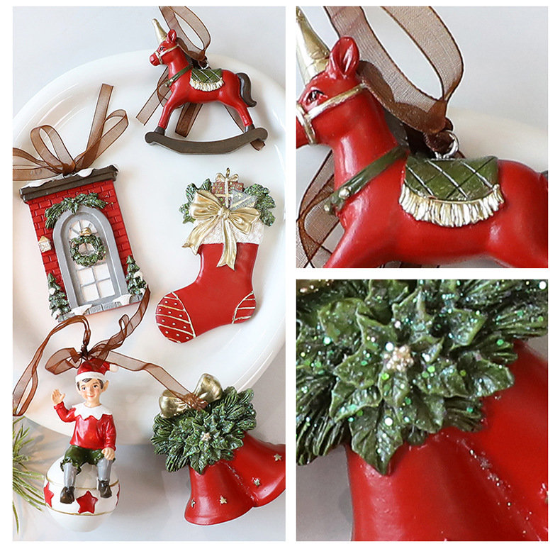 Klasik Noel Süsü Seti - El Yapımı Reçine Tatil Süslemeleri (Vintage Esintili, 10 Benzersiz Tasarım, Kırılmaz ve Hafif)_voghion.com