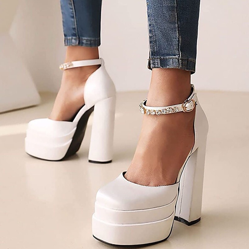Ultra-High-Heeled Design Lady Sandals Thick-Soled Satin Mary Jane Shoes Women's Thick-Heeled Waterproof Platform One-Strap High-Heeled Shoes Ultra-High-Heeled Design Lady Sandals Thick-Soled Satin Mary Jane Shoes Women's Thick-Heeled Waterproof Platform One-Strap High-Heeled Shoes