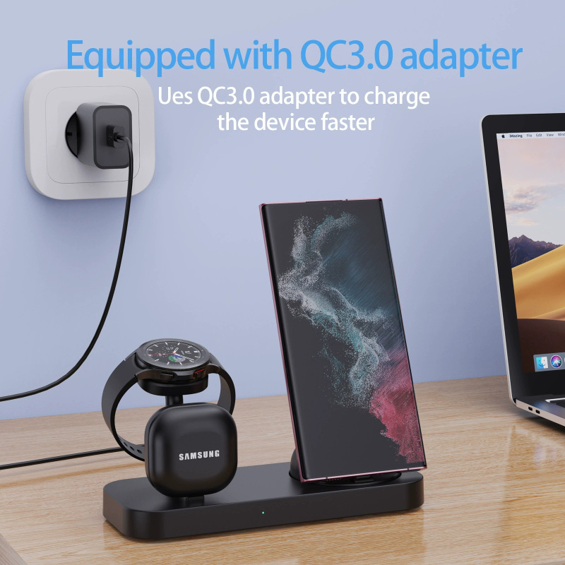 新製品多機能三合一無線充電器QC. 3.0サムスンの携帯電話のイヤホンの腕時計の無線充電を適用します。|undefined