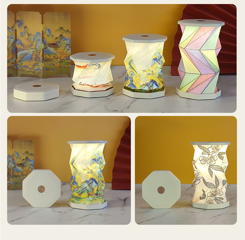 Creative Gift Mini Foldable Rotating LED Rechargeable Night Light Compact Ambiance Light Portable Cultural Creative Small Gift
