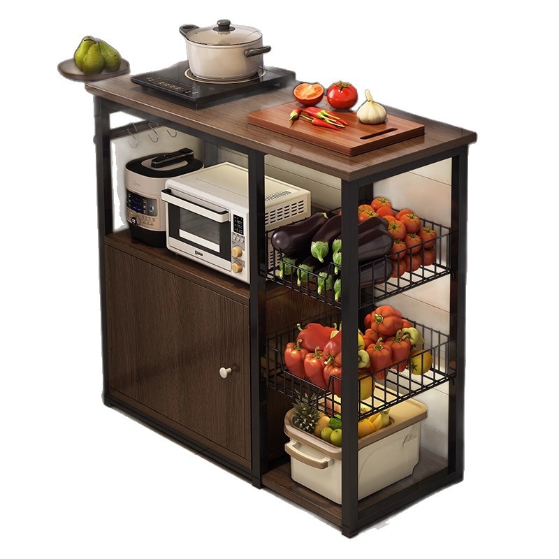 Nuevo estante multifuncional de cocina piso contra la pared integrado armario de almacenamiento doméstico multicapa estante de almacenamiento de microondas