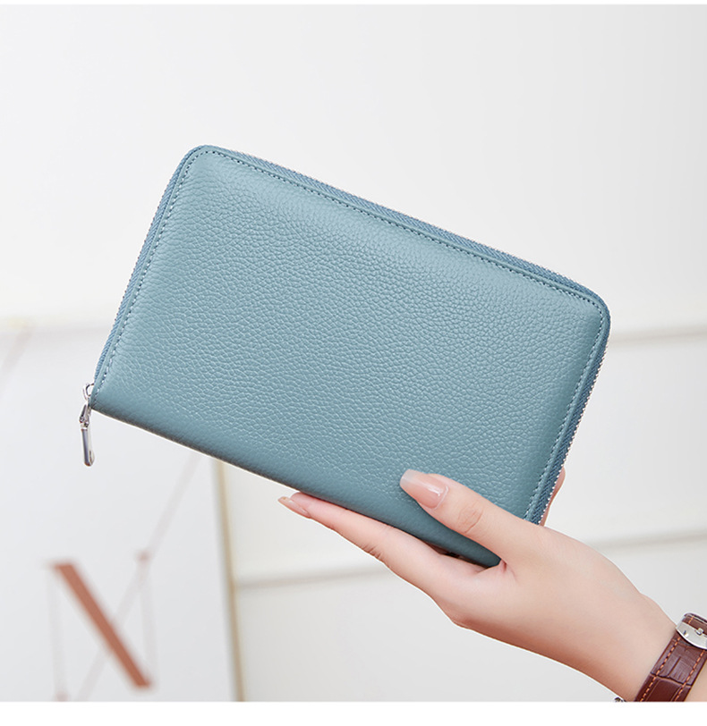 Gepäck & Taschen Oberschicht Rindsleder RFID Reisepasstasche Reißverschluss lange Passbuchtasche multifunktionale Dokumententasche große Kapazität echtes Leder Clutch_voghion.com