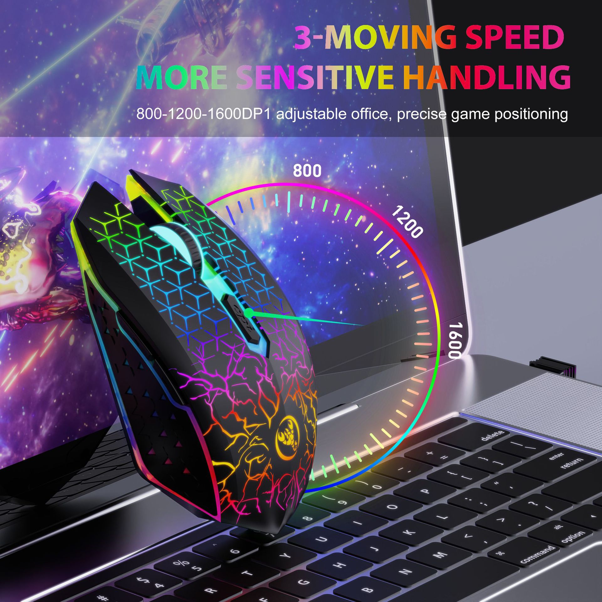 New T34 dual-mode wireless mouse with 2.4G+BT5.2 colorful LED 6D built-in 500mA battery_voghion.com