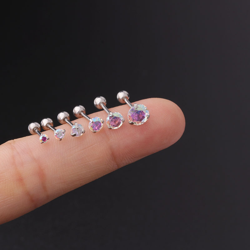 Womenu0027S Simple Style Geometric Metal Ear Studs Plating Zircon Body Jewelry