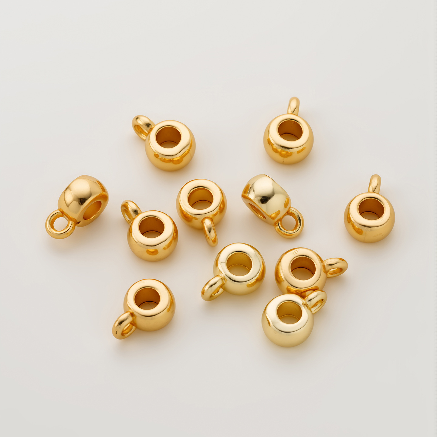 Color-preserving real gold and copper three-way spacer beads--18k