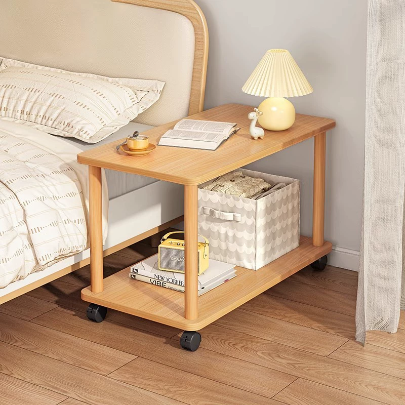 Простой двухъярусный журнальный столик рядом с диваном, небольшой столик для арендуемых квартир, маленький прикроватный столик для дома, полка для хранения.