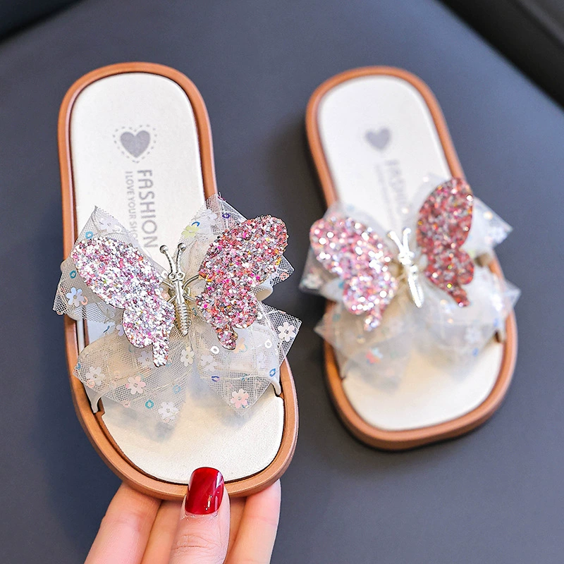Девушки тапочки носить на улице Летняя новая мода дикая ловкая бабочка мягкая нижняя принцесса тапочки девушка сказочные тапочки