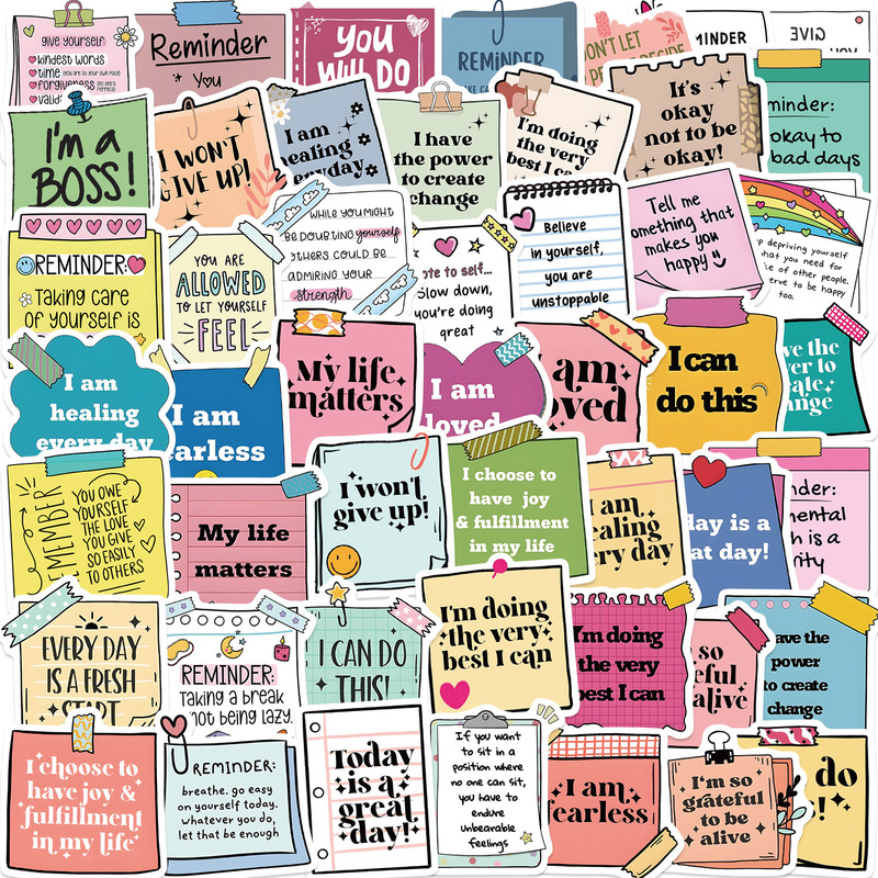 50 sheets self-affirmation motivational label graffiti sticker personality decoration guitar notebook suitcase DIY waterproof 50 sheets self-affirmation motivational label graffiti sticker personality decoration guitar notebook suitcase DIY waterproof