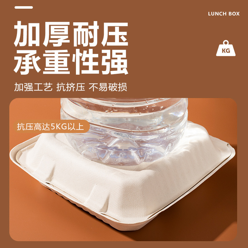 一次性饭盒可降解纸浆餐盒带盖连体打包外卖盒食品级便当盒可降解|undefined