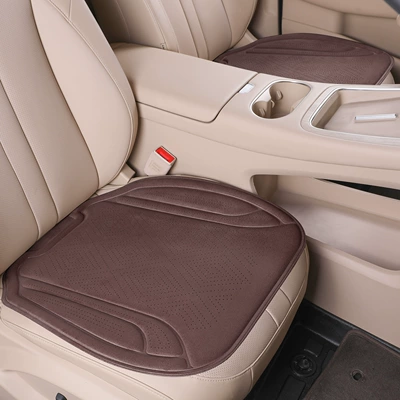 Seat cushion, seat cover – Perforated All-Season Universal Seat Cushion - 2-pieces-in-the-front-row-passionate-coffee-rams-punched