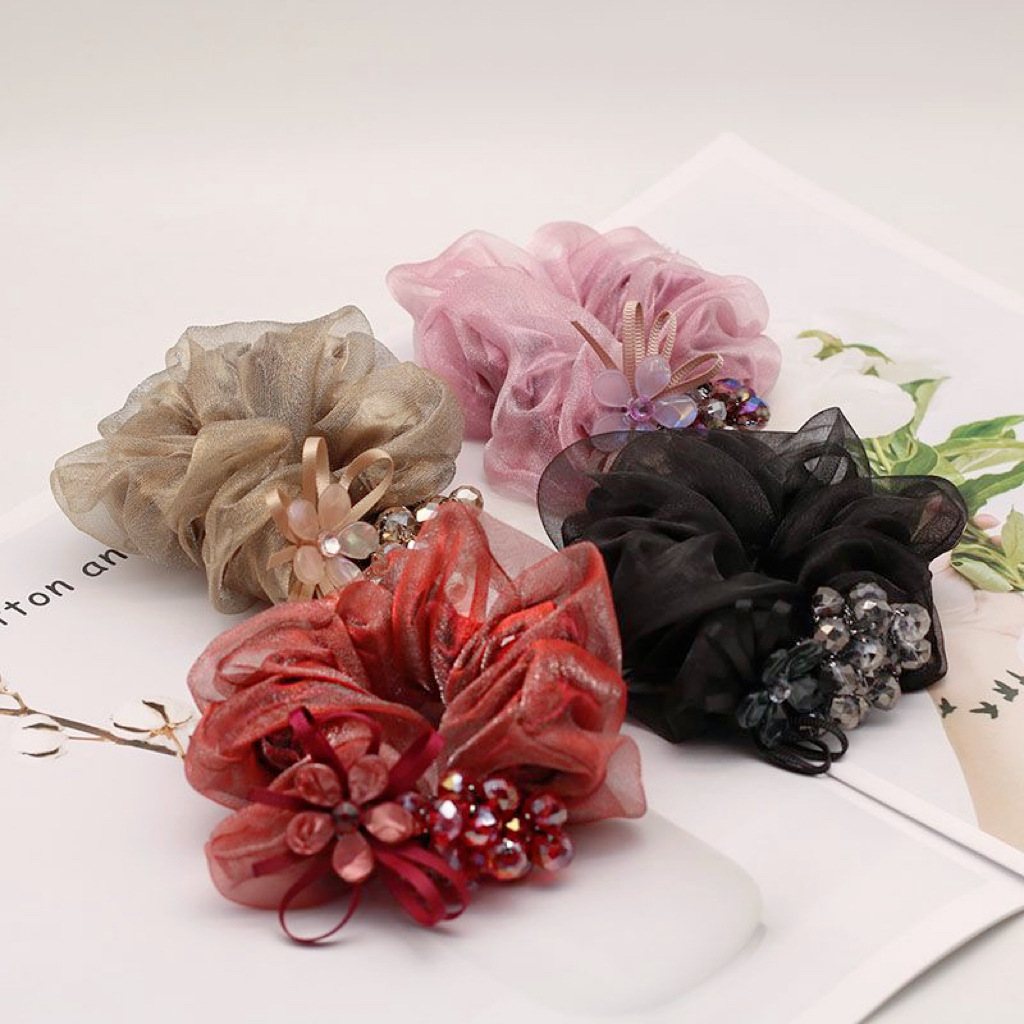Chouchou pour chignon accessoire cheveux fleur en acétate_voghion.com