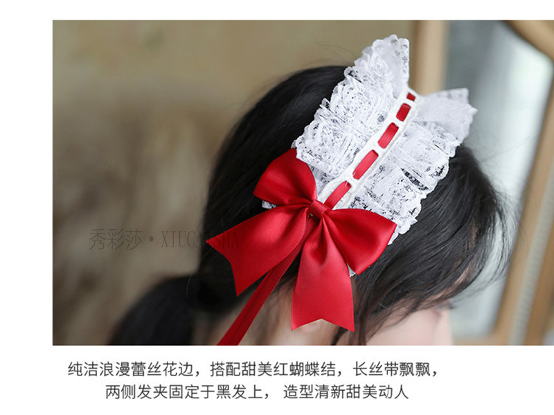 Maid Roleplay Lingerie Set with Headpiece, Top, Skirt, Thong and Wristbands — detail image 15