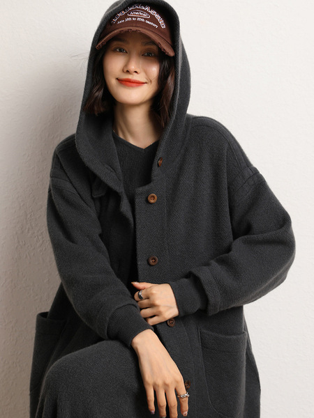Solid color knitted cardigan
