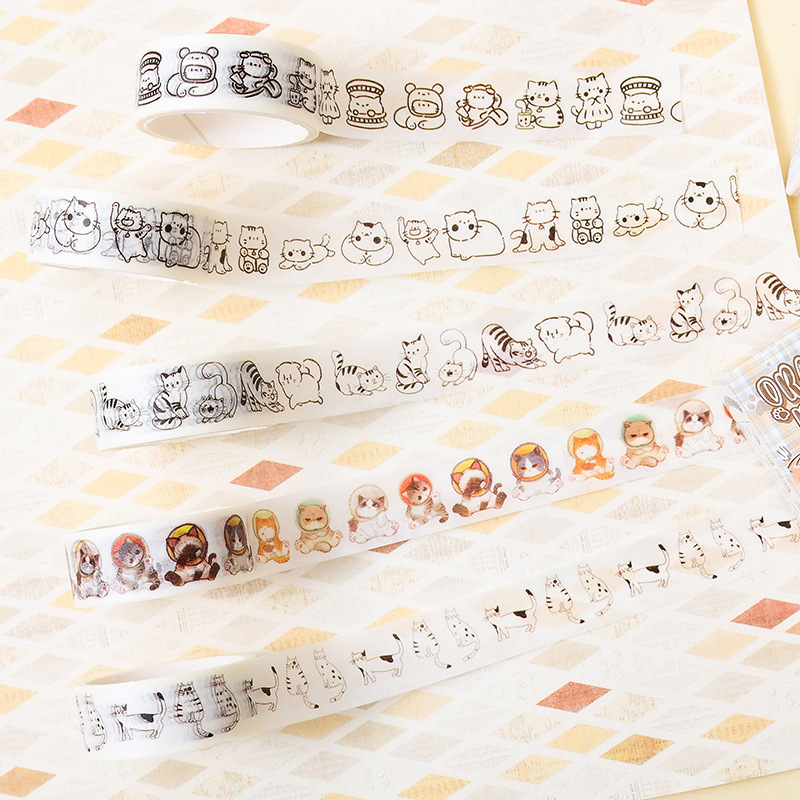 Gatito conjetura y caja de cinta de papel 5 involucrado en dibujos animados animal libro diario pegatinas paisajismo transfronterizo pegatinas de gatos