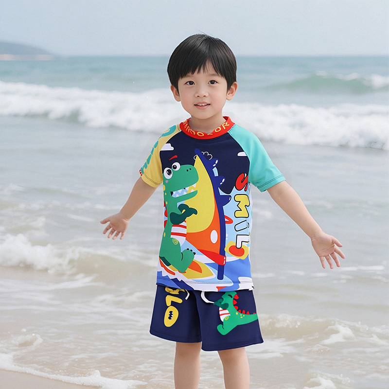Trajes de baño para niños niños dibujos animados lindos niños protectores solares secado rápido estudiantes surf trajes de baño de vacaciones
